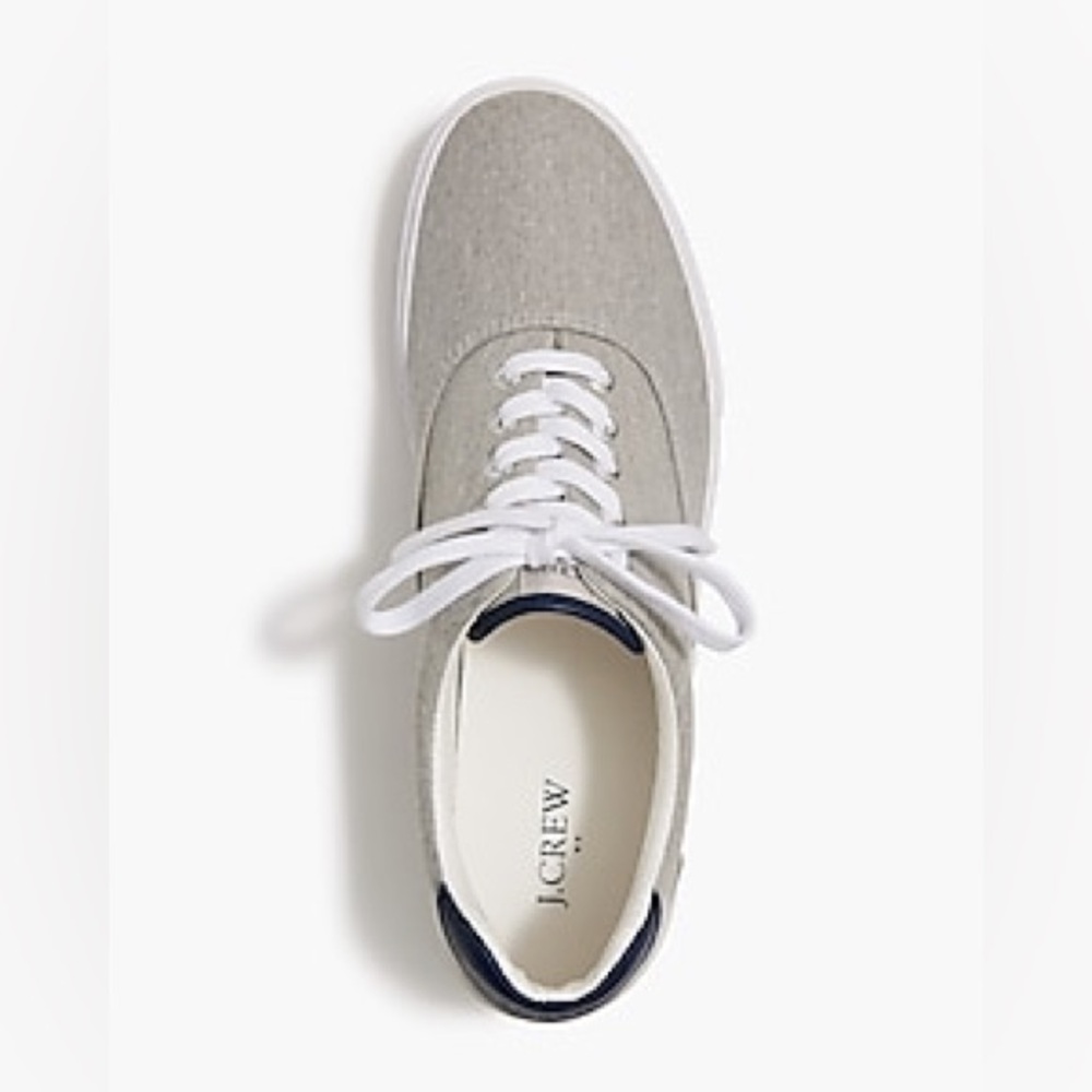 NWT JCrew Shoes Mens Size 9 Casual Comfort Low Grey Canvas Lace up Sneakers - Picture 2 of 11